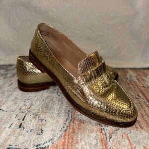 Seychelles Gold Snakeskin Loafers